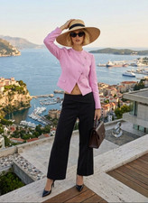 ZARA SS26 100 COTTON DOUBLE BREASTED BLAZER JACKET LIGHT PINK sz M