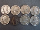Lot Of 8 Washington Silver Quarters 90% Silver 1964 and Older