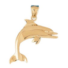 Dolphin Charm Pendant 14k Gold