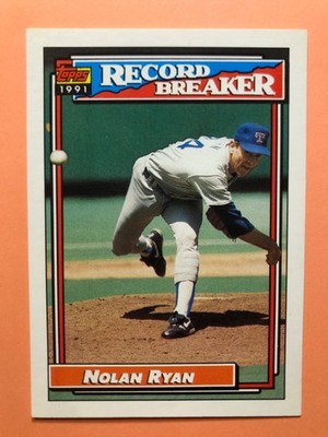 1991 Topps Nolan Ryan Record Breaker *Double Error* card #4 in MINT condition.