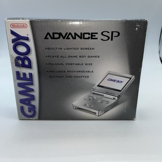 Nintendo Game Boy Advance SP Handheld System Silver COMPLETE IN BOX Clean
