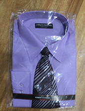 NEW ROBERT HUNLEY PURPLE LONG SLEEVE BUSINESS DRESS SHIRT  TIE SIZE XL - 43/44