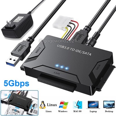 USB 3.0 TO IDE/SATA Converter Adapter Kit For 2.5''/3.5'' SATA/IDE/SSD Hard Drive