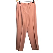 VTG 70s Panther Pink Wool Pleated Wide Leg Trousers High Waisted Pants Womens M