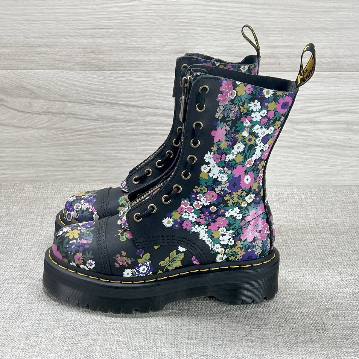 Dr Martens Sinclair Boots Hi Womens 8 Platform Chunky Zip Leather