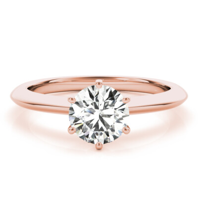1.00 Ct Round Cut Moissanite Engagement Proposal Ring 14K Solid Rose Gold 5 7 9
