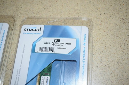 ^^ CRUCIAL DDR2 DIMM UNBUFF 2GB PREMIUM MEMORY- LOT OF 2- NEW - Picture 2 of 3