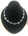 Necklace Silver Tone Abalone Inlay 18" Teardrop Shape