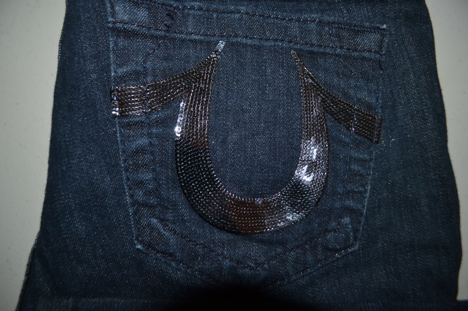 True Religion Women's Skinny Embellished U No Pocket Flaps Blue Jeans Sz 29x29 thumbnail 2