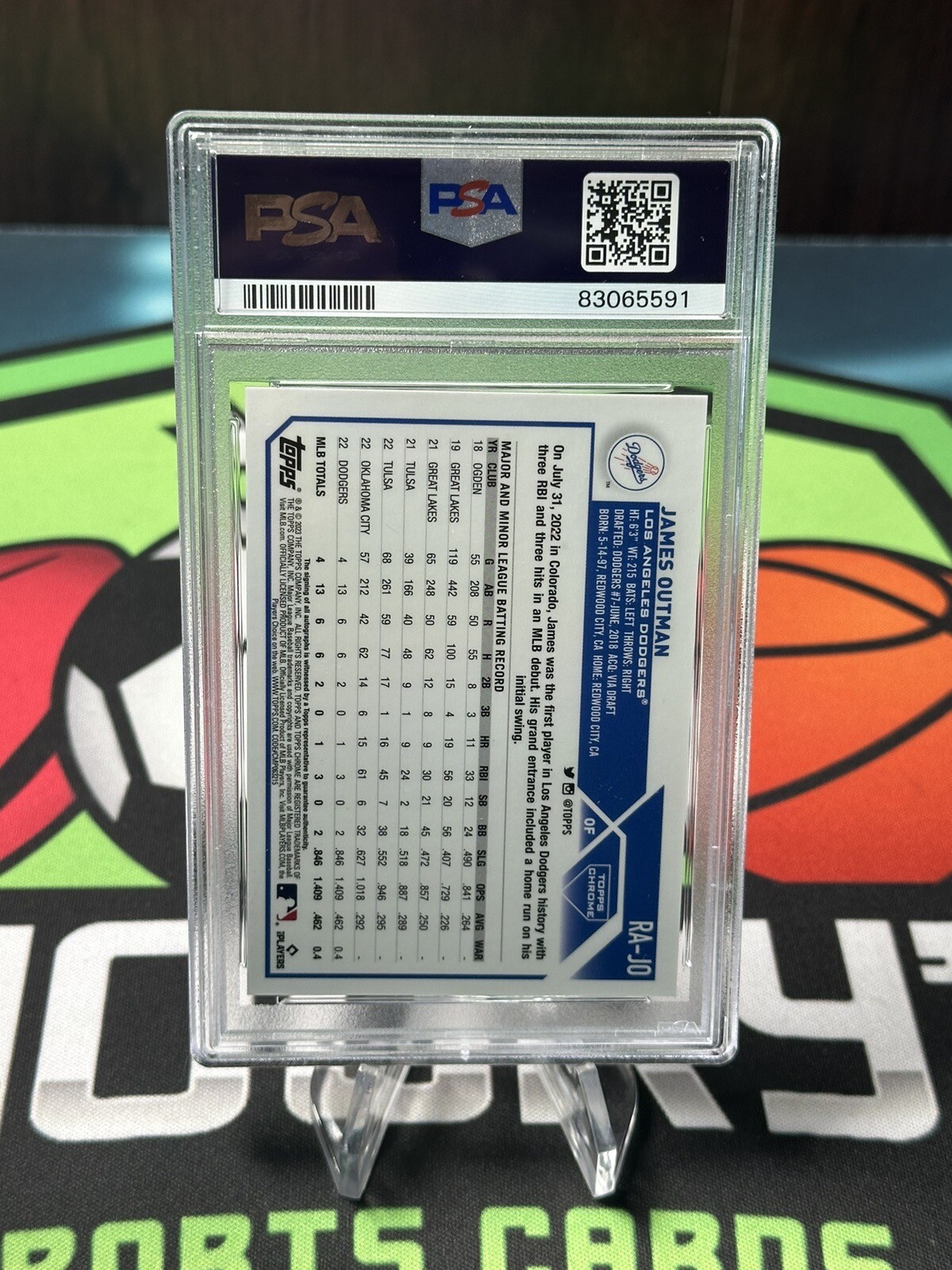 2023 Topps Chrome JAMES OUTMAN Rookie Auto /199 Aqua Wave PSA 9 Dodgers