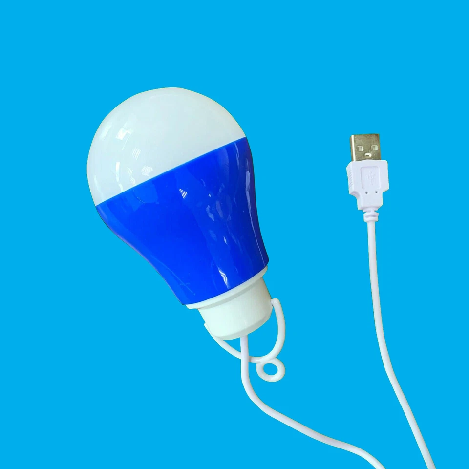 3W LED 5V 3M Kabel USB Schalter Glühbirne Notfall Lampe Aufhänger Blau - Bild 1 von 1