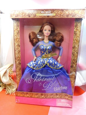 20 Barbie Puppe Vintage 1997 Portrait in Blue Barbie OVP Beschädigt
