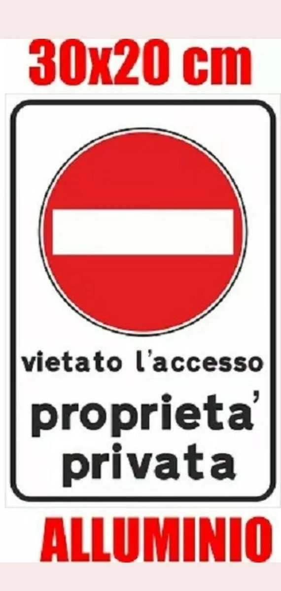 Cartello "PROPRIETÀ PRIVATA" Plastificato con 2 Strisce Adesive Per
