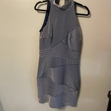 NWT TADASHI LASER CUT NEOPRENE SHEATH DRESS Black/white SZ LARGE