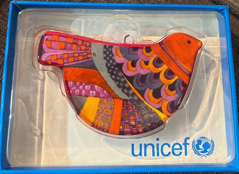 Unicef Dove Ceramic Holiday Christmas Ornament Multiple Vibrant Colors - NEW