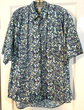 Men's Bear Creek Blue & Green Short Sleeve Button up Shirt Size XL 1990's(J639)