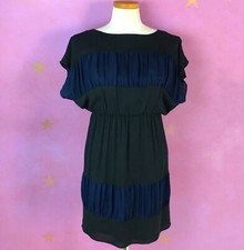 ALICE + OLIVIA DRESS WOMEN'S XS BLACK BLUE SILK FEMININE ELEGANT FAIRYGOTH
