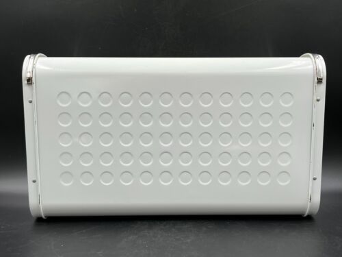 Vintage Reston Lloyd White Metal Roll Top Bread Box White Pastel Design - Picture 12 of 18
