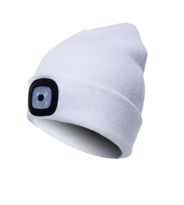 Warm Rechargeable LED Headlamp Unisex Bike Hiking Hat White