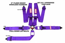 CAM LOCK 5 POINT FLOOR MOUNT RACING SFI 16.1 HARNESS SIGNATURE SERIES PURPLE