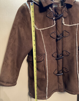 Big Chill Winter Fur Suede Heavy Jacket Parka Brown W Zipper Girls