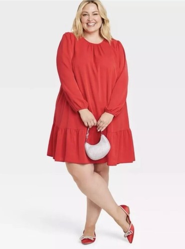 Ava & Viv - Red Women's Lightweight Flowy Knee Length Dress, Plus Sz XXL, NWOT