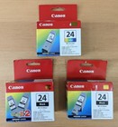 Lot of 4 Genuine Canon BCI 24 Black and Tri-Color Ink Cartridges