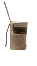 Vtg Vondior AM/FM Battery Operated Portable Pocket Radio Silver