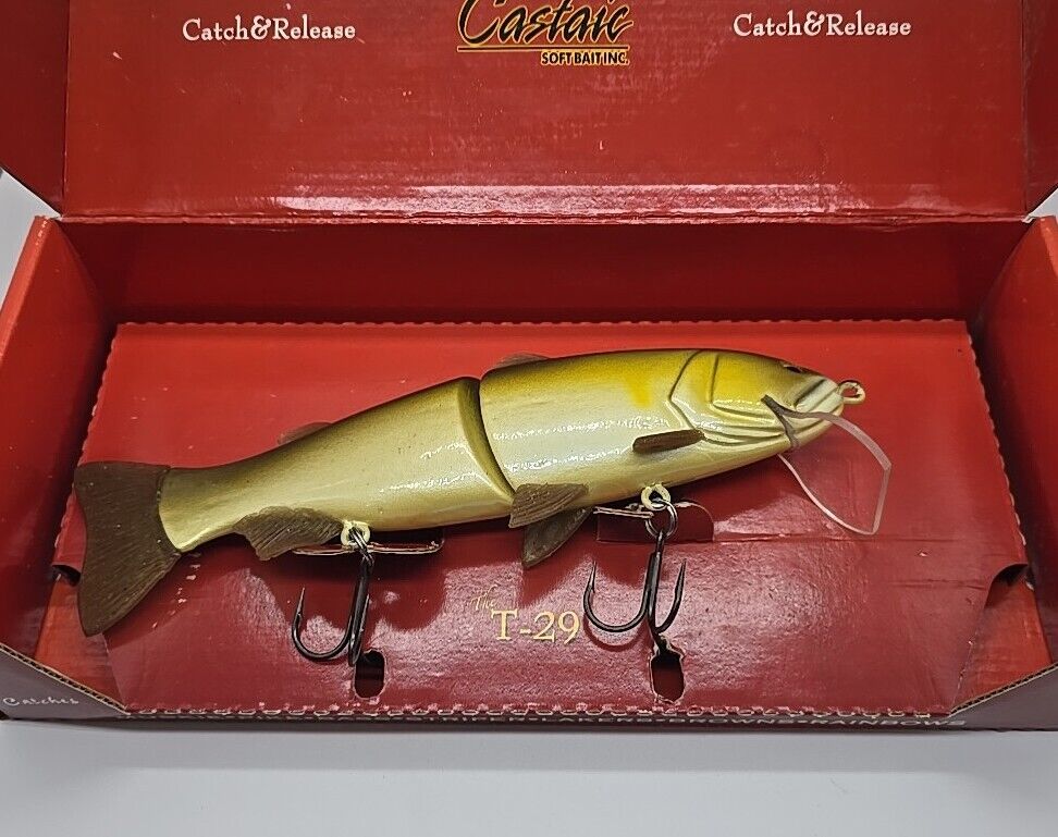 Castaic Soft Bait Inc. T-29 Wooden Swimbait Golden Shiner NEW in the Box