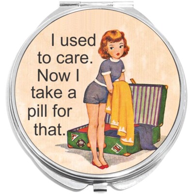 I Used to Care Compact with Mirrors - Perfect for your Pocket or Purse