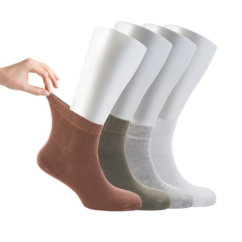 Cosyfeel® Women Loose Diabetic Ankle Socks 4-Pack Bamboo Material Seamless Toe - Picture 224 of 231