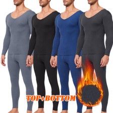 Men Thermal Underwear Set Long Johns Cold Weather Fleece Top Bottom Ultra Soft