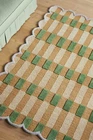 Vintage Wool Plaid Green Tufted Rug by Anthropologie - Handmade Wool Area Rug