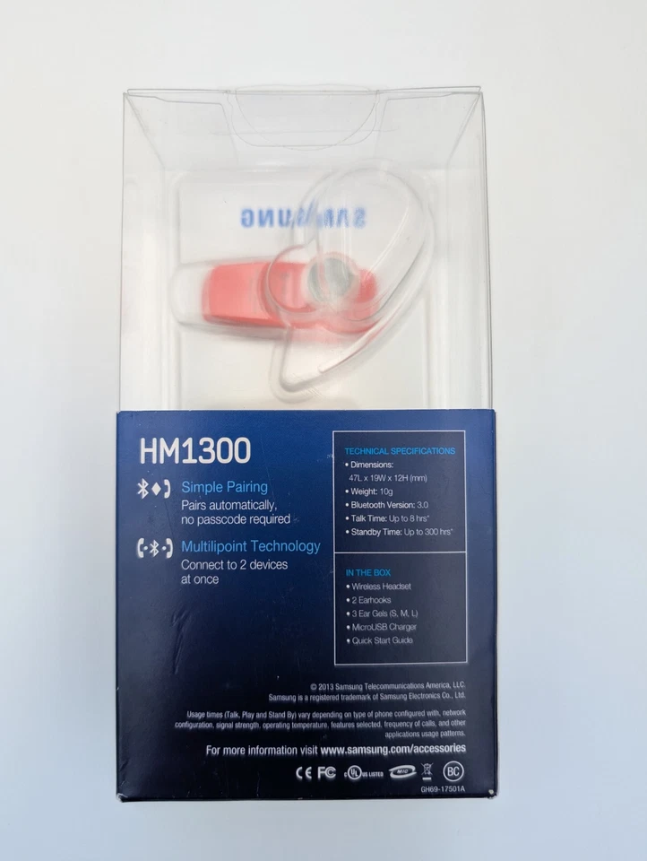 Samsung HM1300 Bluetooth Headset - Red - Simple Pairing - Multipoint Technology - Image 2 of 4