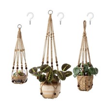 Mkono 3 Pack Macrame Plant Hangers Indoor Different Size Hanging Planter Bask...