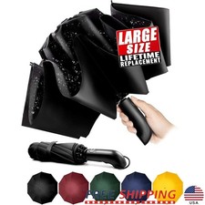Compact Reverse Folding Windproof Umbrella Automatic Travel Ergonomic Handle New