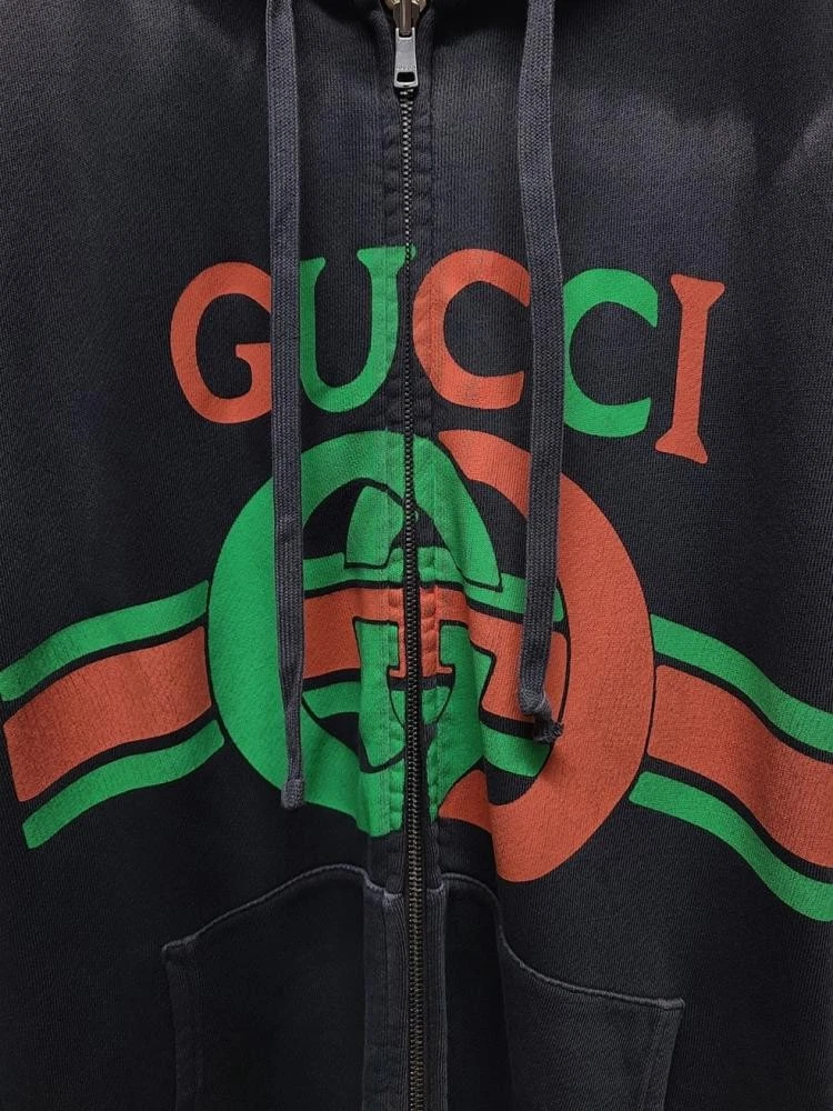 Felpa con cappuccio reversibile Gucci nera ad incastro Horsebit 12345 42353995