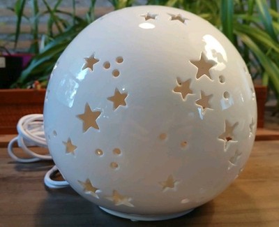 Pillowfort Starry Globe Night Light White Round Ceramic Star Lamp Target NEW