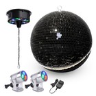 Yescom 16" Large Disco Ball with Motor and Light Rotator & 2PCS Spotlights Black — photo 3