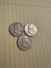 Franklin Half Dollars Lot of 3 1961 & 1962 Circulated US 50C Coins