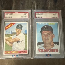 Topps Tom Tresh New York Yankees 1966 #205 & 1967 #289 PSA Graded Cards Lot