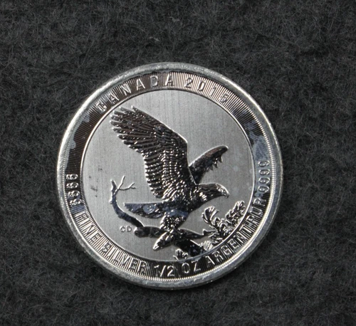 2015 CANADA 1/2 oz FINE SILVER .9999 BALD EAGLE BIRD $2 BULLION COIN ROUND