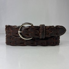 Vintage Worn Linked Brown Genuine Leather Belt - Women's Size 26