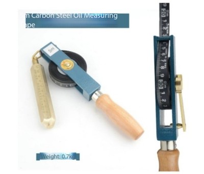 Wooden-handled Oil Dipstick, Petroleum Sounding Rod, Carbon Steel Strip
