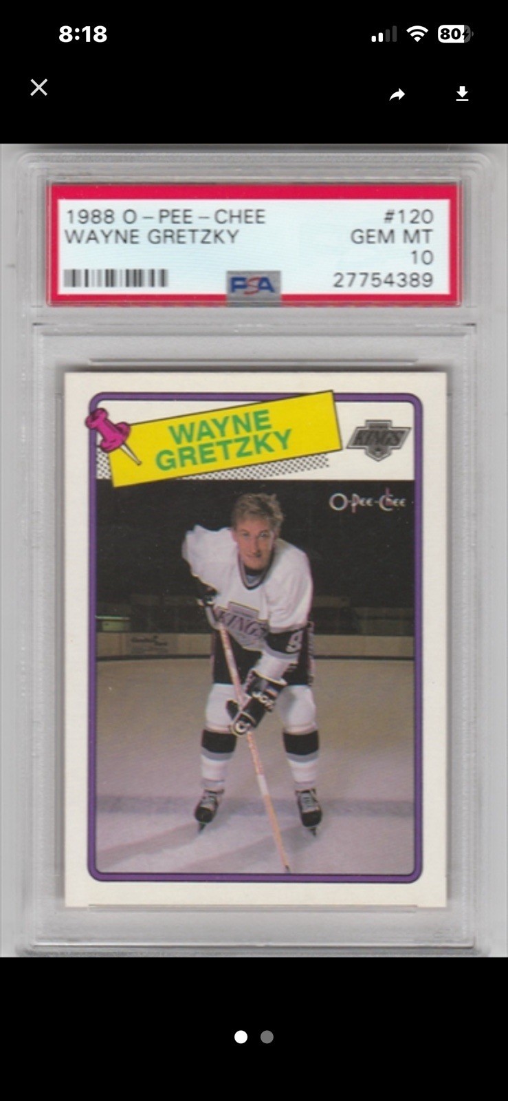 1988 O-Pee-Chee #120 Wayne Gretzky L.A. Kings HOF Hockey Card PSA 10 GEM MINT view 1