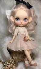 OOAK Custom Blythe Doll Soft Cute Hand-painted Makeup Cream Blonde Wavy Hair
