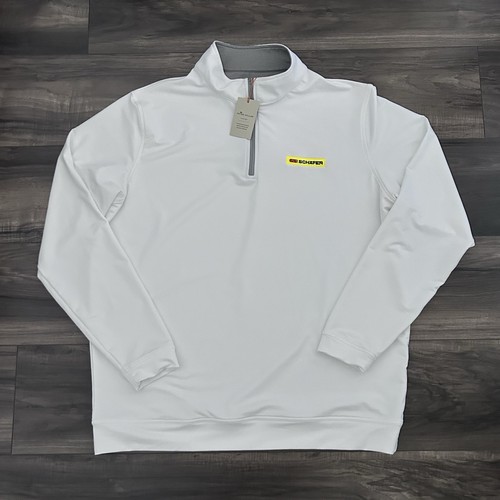 Peter Millar Crown Sport Golf Pullover Chest Logo 1/4 Zip Mens XL White New