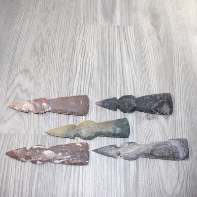 5 Stone Ornamental Tomahawk Heads  #4262    Agate Jasper Axe Hatchet Ax