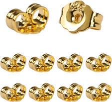 14K Gold Earring Backs Replacement, 10 Pcs/5 Pairs for Stud Earrings