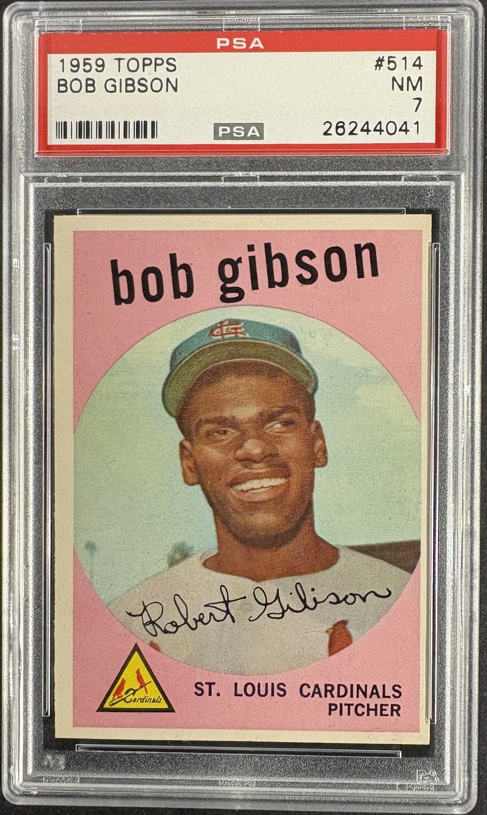 1959 Topps #514 Bob Gibson RC Rookie PSA 7 NM Near Mint High Grade